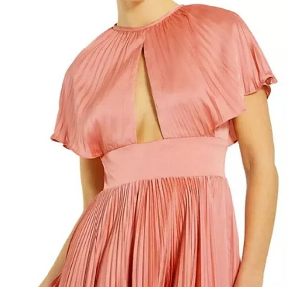 Mac Duggal Dusty Rose Front Cutout Pleated High Low Dress